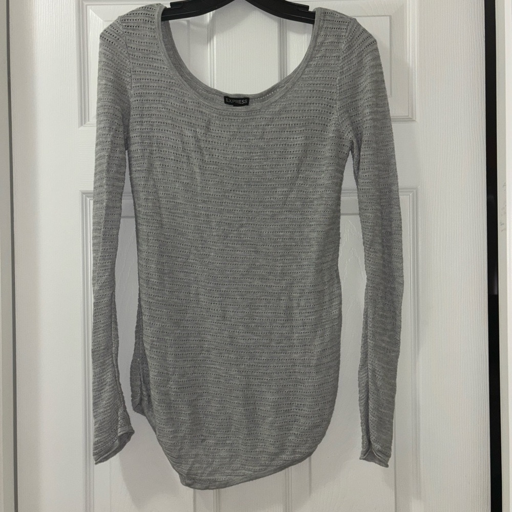 Express Y2K Gray Long Sleeve Top